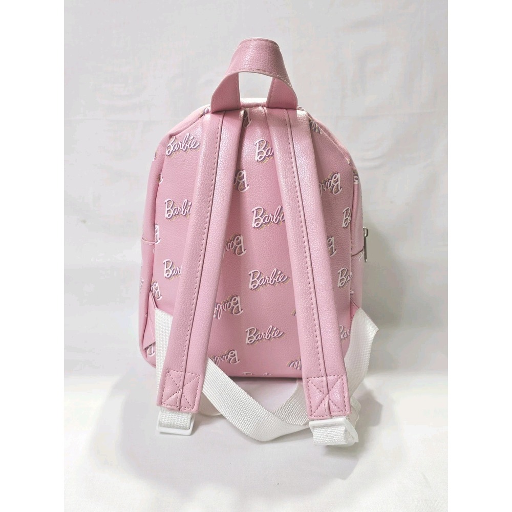 Barbie‎ Mini Backpack Pink Barbie Logo Bag Faux Leather 8.5" W X 10.5" H X 4.5"D